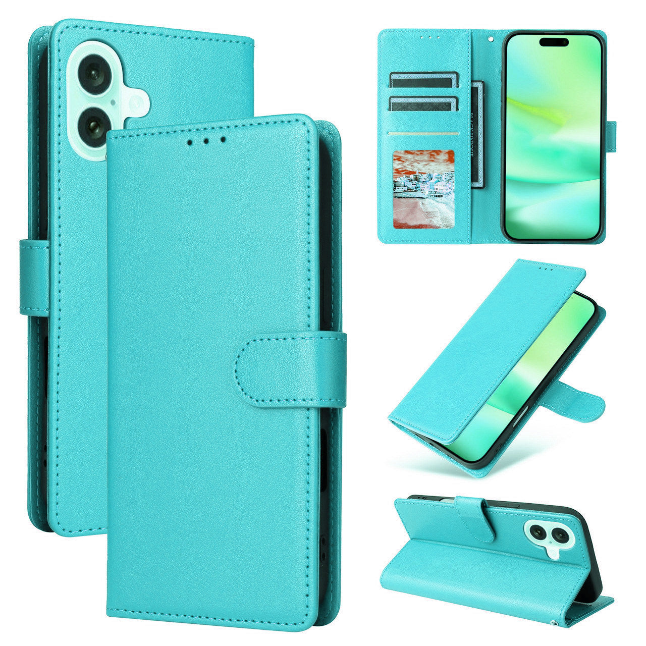 Étui portefeuille en cuir pour iPhone 16 Étui portefeuille en cuir pour iPhone 16
